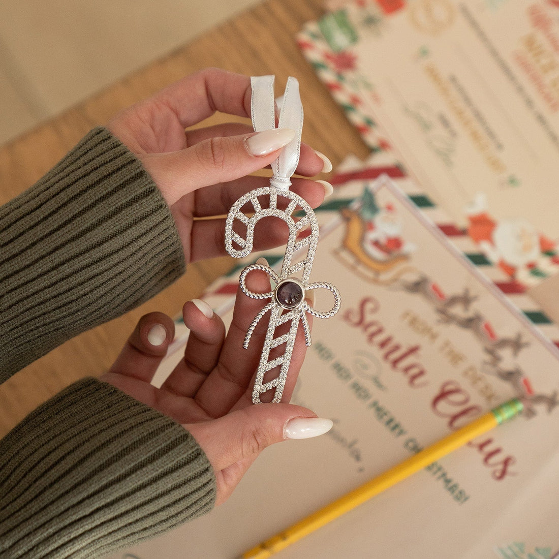 Personalized Candy Cane Photo Ornament