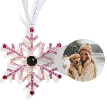 Personalized Pink Ombré Snowflake Photo Ornament